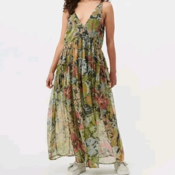 Free People Julianna Misty Maxi Open Back Dress Oversized size L - Picture 2 of 12